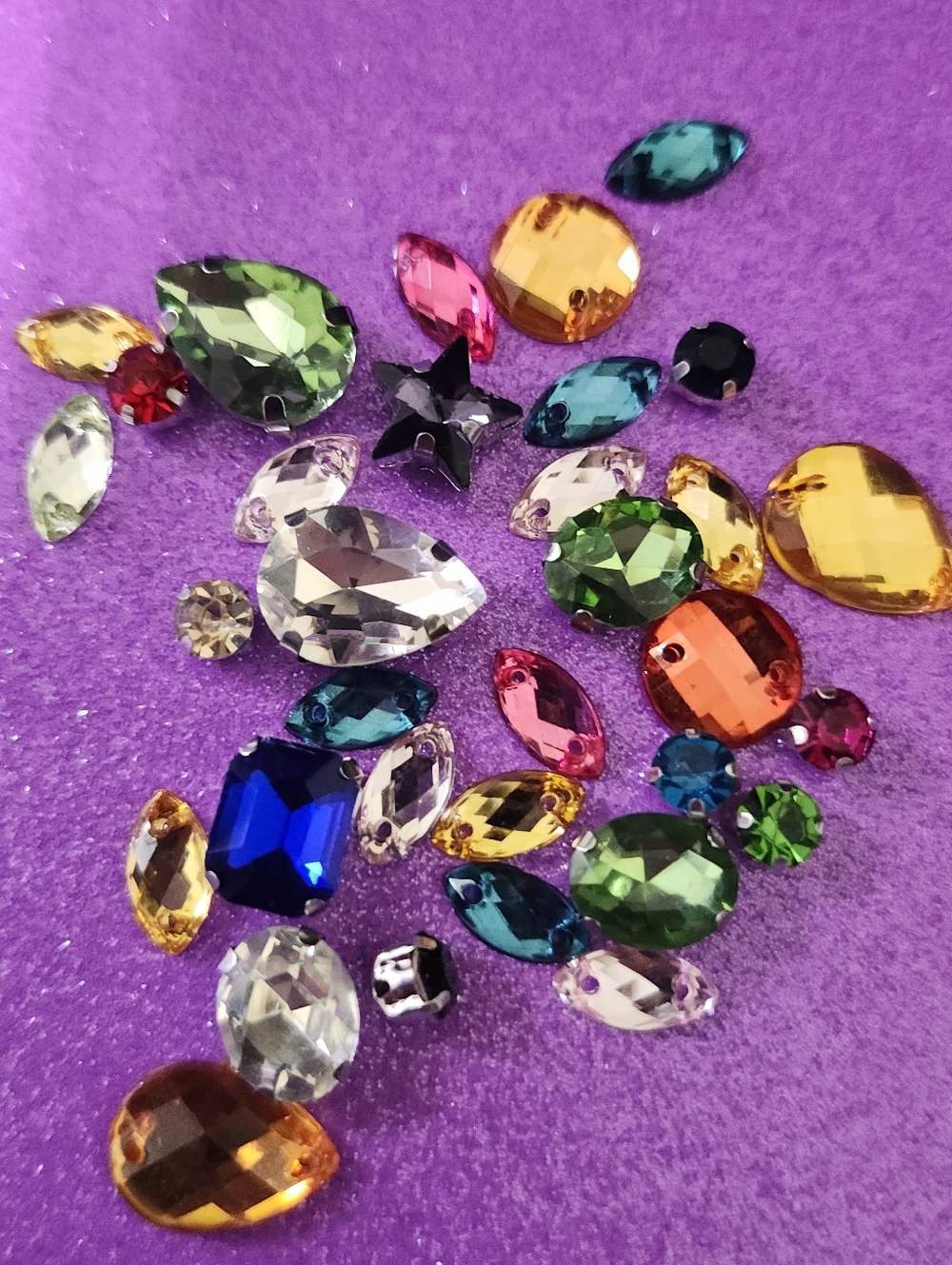 Assorted Colorful Rhinestone Embellishments 33 Pc